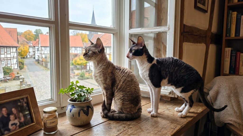 Devon Rex Cornish Rex Die Lockenkoepfe